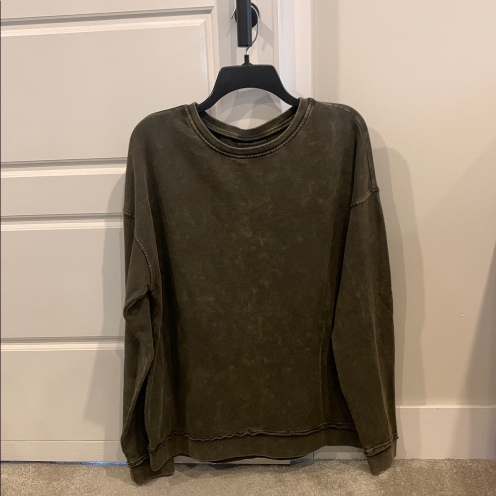 Olive Green Distressed Sweatshirt